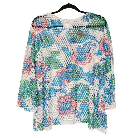 MIRROR IMAGE Colorful Geometric Shape Button Up Cardigan Shawl 1X NWT - Picture 3 of 7